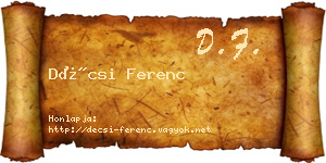 Décsi Ferenc névjegykártya